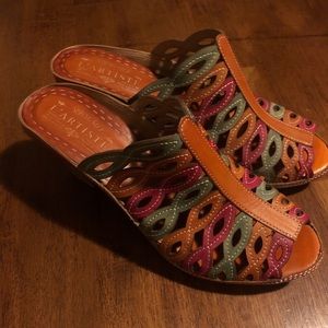 L’artiste leather chunky heels Sz 9